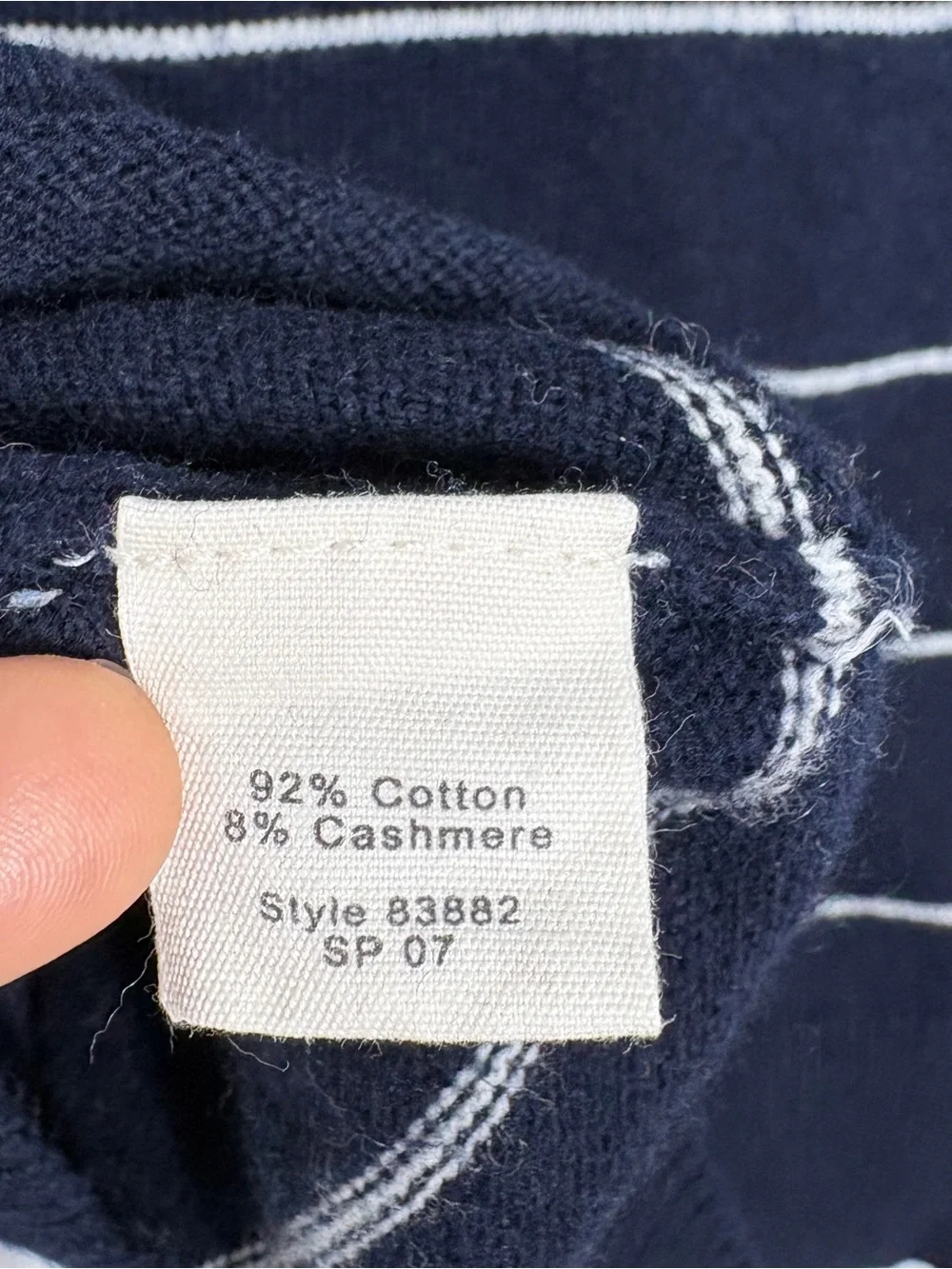 J. Crew Men’s V-Knit Sleeveless Striped Vest Size Small Navy Blue White